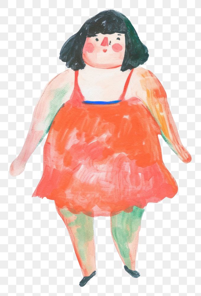 PNG Chubby girl painting white background representation.