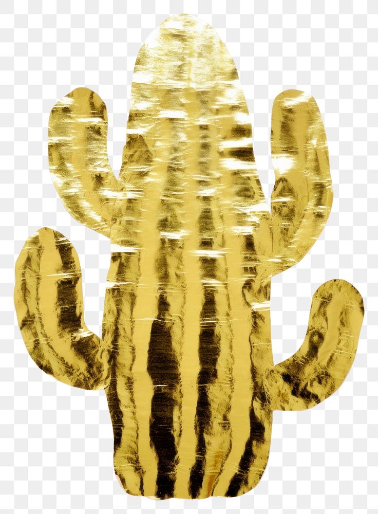 PNG  Cactus ripped paper gold white background pattern.
