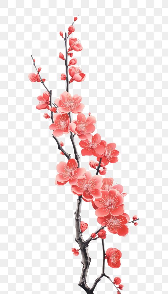 PNG  Chinese seamless plum blossom flower plant petal.
