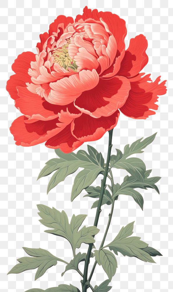PNG  Chinese seamless peony vintage flower plant art