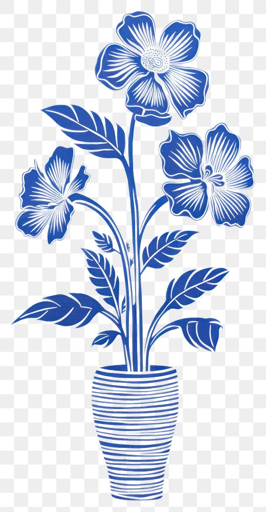 PNG  Chinese flower blue and white art porcelain pattern.