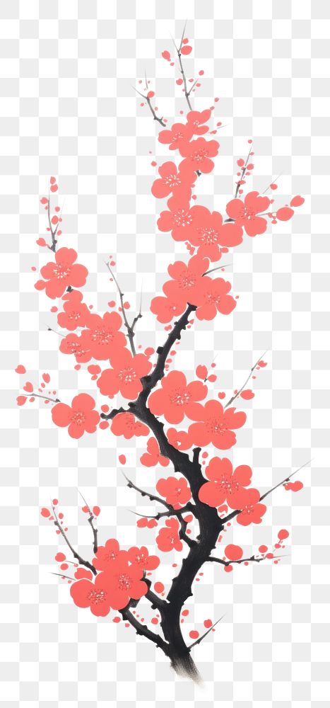 PNG  Chinese seamless plum blossom art flower plant.