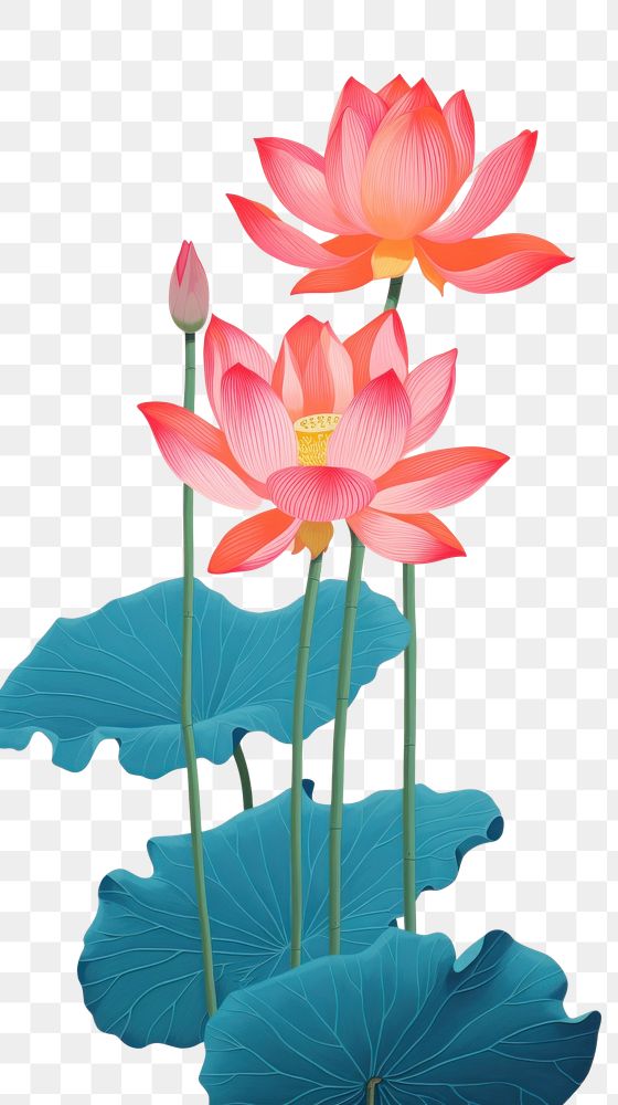 PNG  Chinese seamless lotus flower petal plant.
