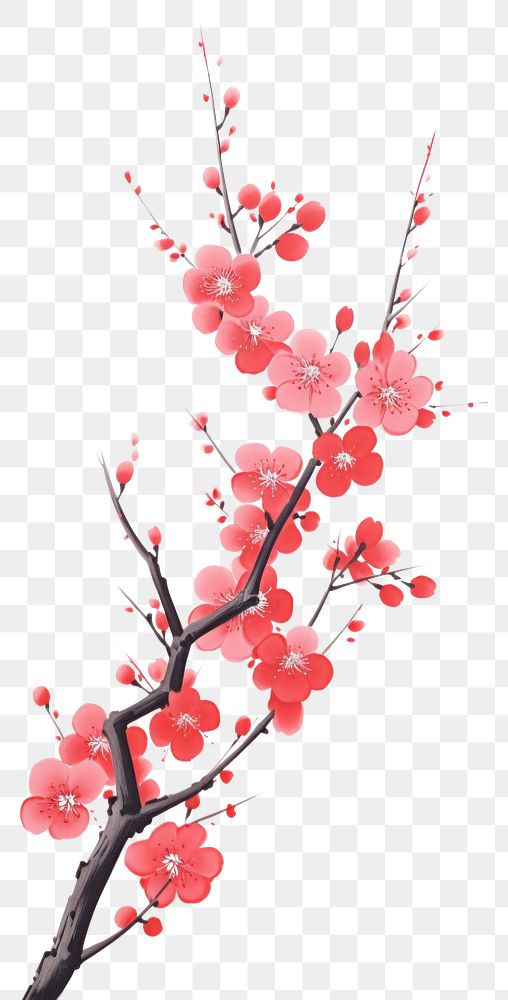 PNG  Chinese seamless plum blossom flower plant art.