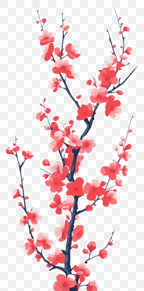 PNG  Chinese seamless plum blossom flower plant springtime.