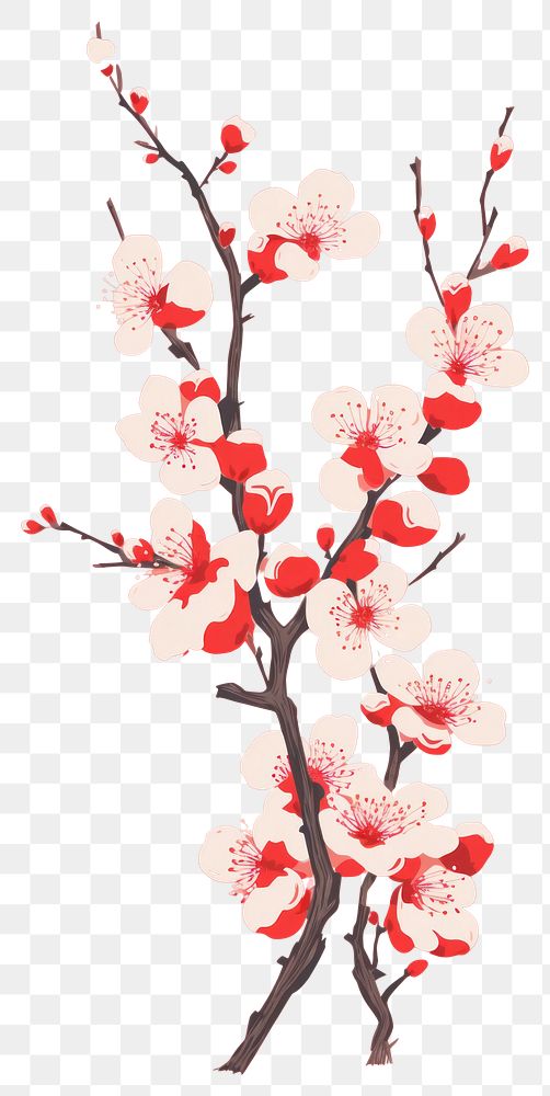 PNG  Chinese seamless plum blossom flower plant art