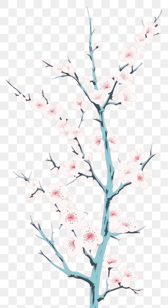 PNG  Chinese seamless plum blossom art flower plant.