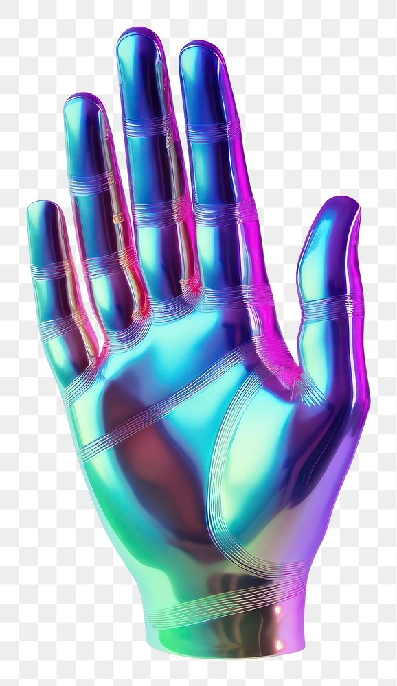 PNG  A hand icon iridescent glove white background creativity.