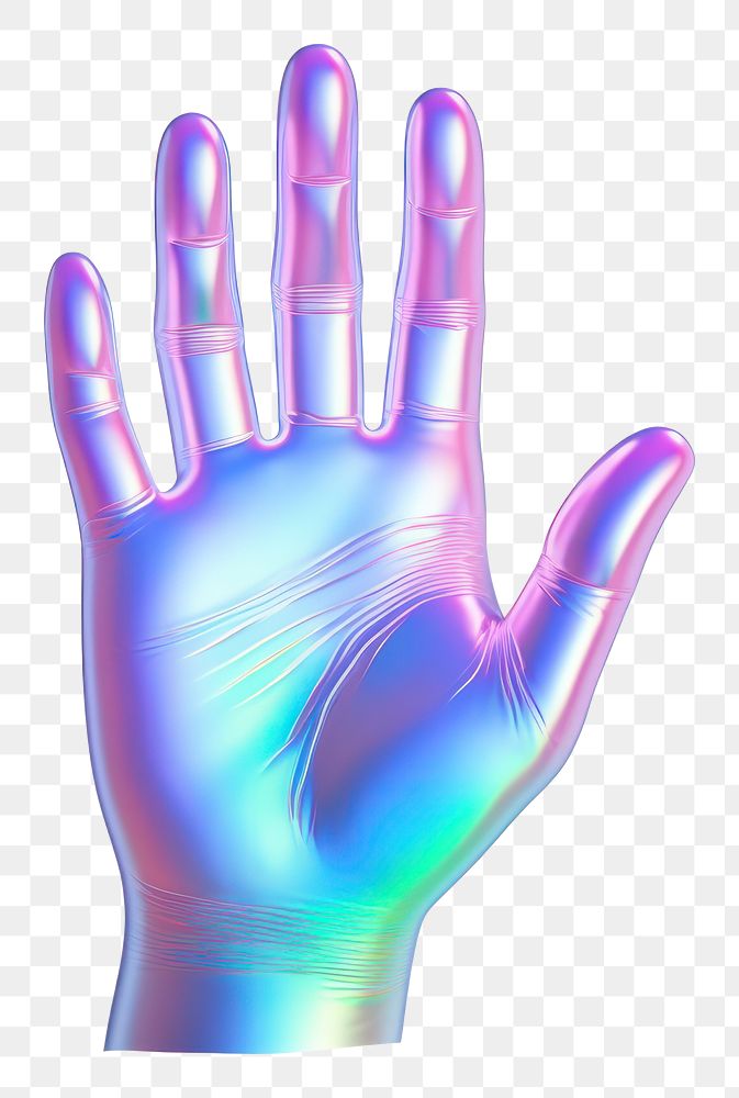 PNG  A hand icon iridescent glove white background technology.