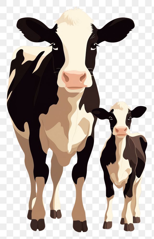 PNG Cow and calf livestock mammal animal.