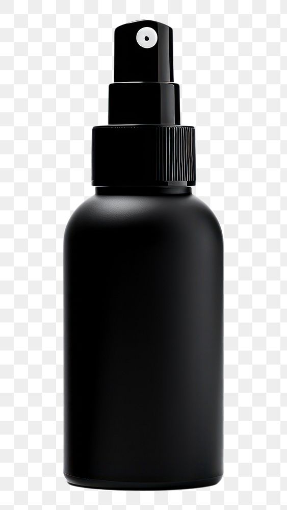 PNG  Cosmetic bottle with a pump in black cosmetics white background container. AI generated Image by rawpixel.