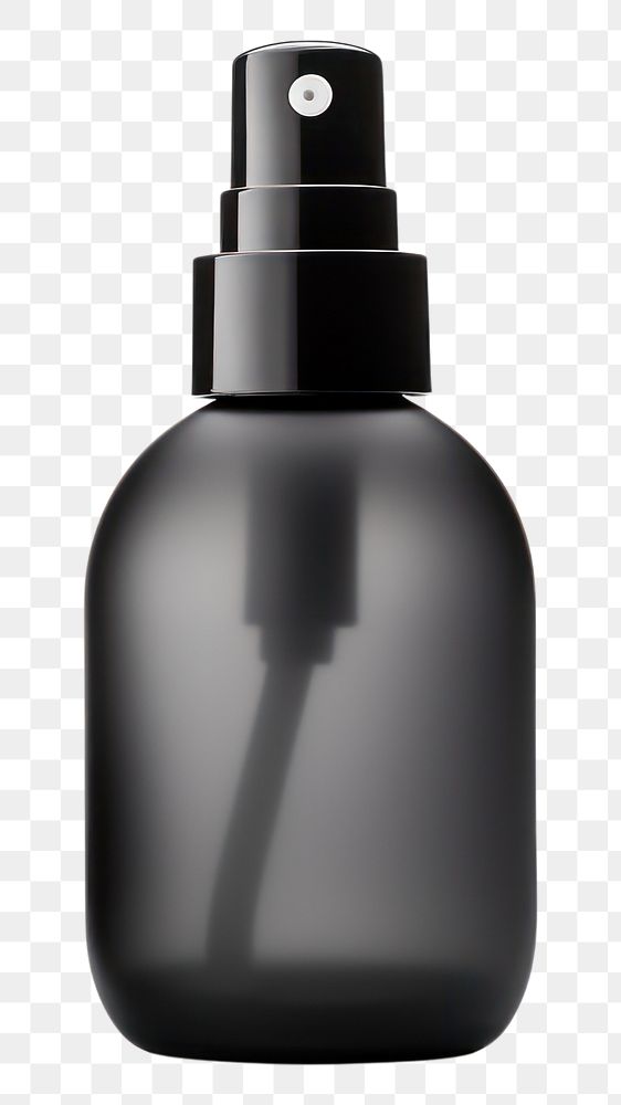 PNG  Cosmetic bottle with a pump in black cosmetics perfume white background. AI generated Image by rawpixel.