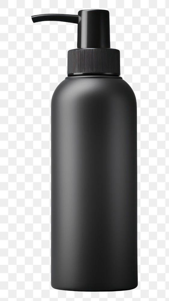 PNG  Shampoo bottle with a pump in black white background container drinkware. AI generated Image by rawpixel.