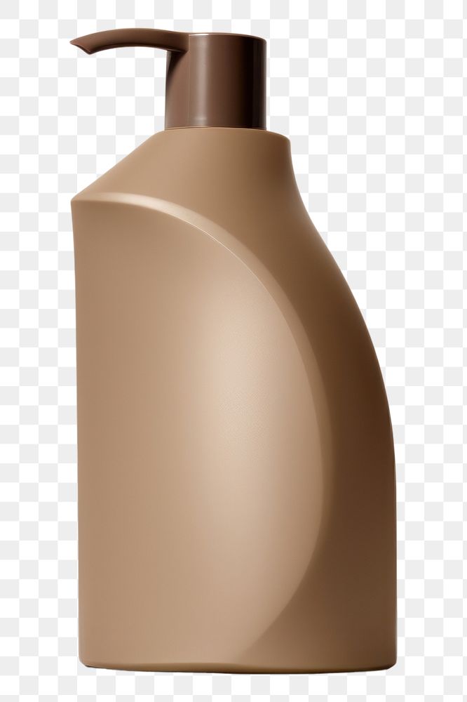 PNG  Transparent-Opaque SHAMPOO BOTTLE with pump in tea brown color bottle simplicity container. AI generated Image by…