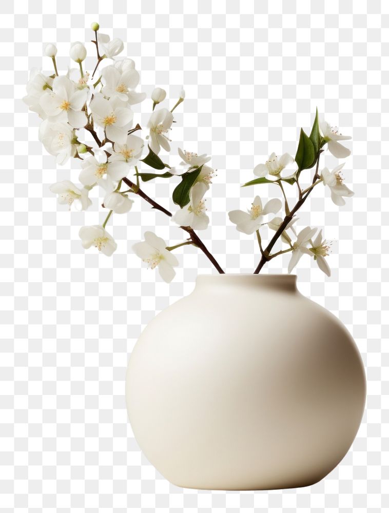 PNG A minimal off-white flower jar pottery plant vase