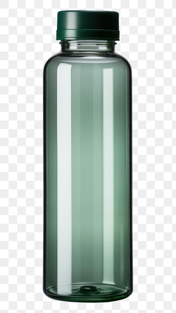 PNG  Water bottle in dark green color glass white background refreshment.