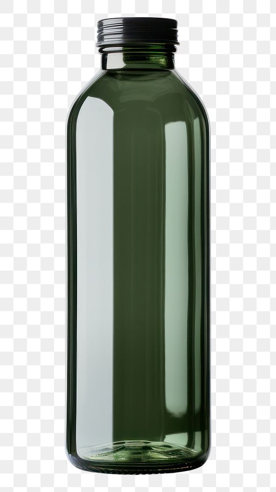 PNG  Water bottle in dark green color glass white background refreshment.