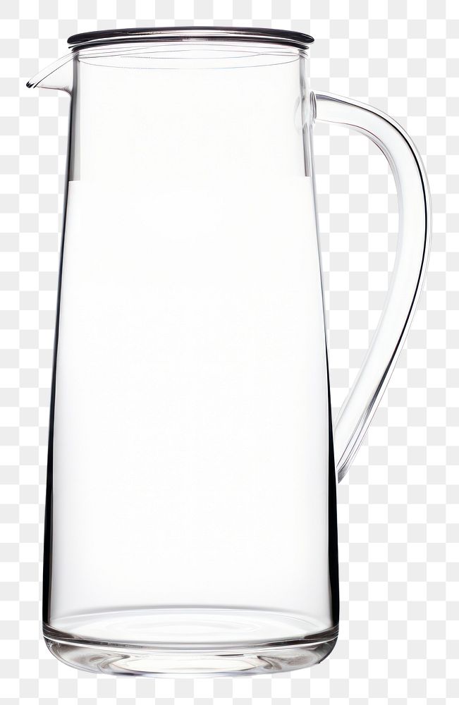 PNG  Carafe of water with crok top lid glass drink jug.