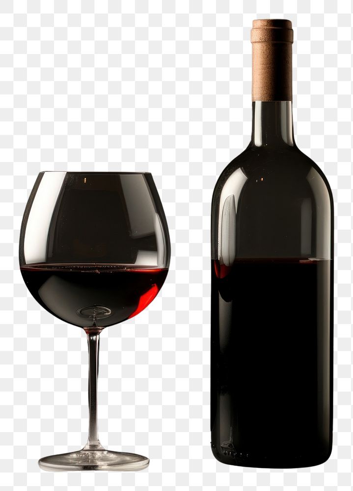 PNG  Modern wine bollte in dark brown bottle glass drink.