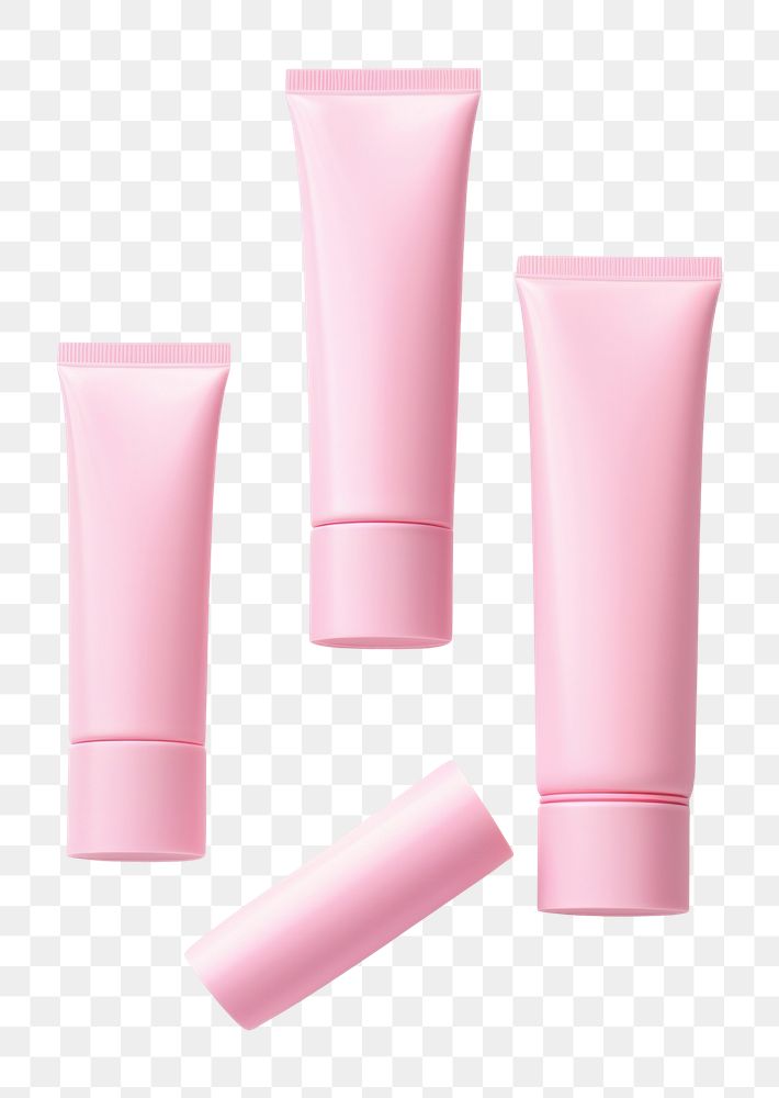 PNG  Pink cosmetic Tubes Mock-up cosmetics white background still life. AI generated Image by rawpixel.