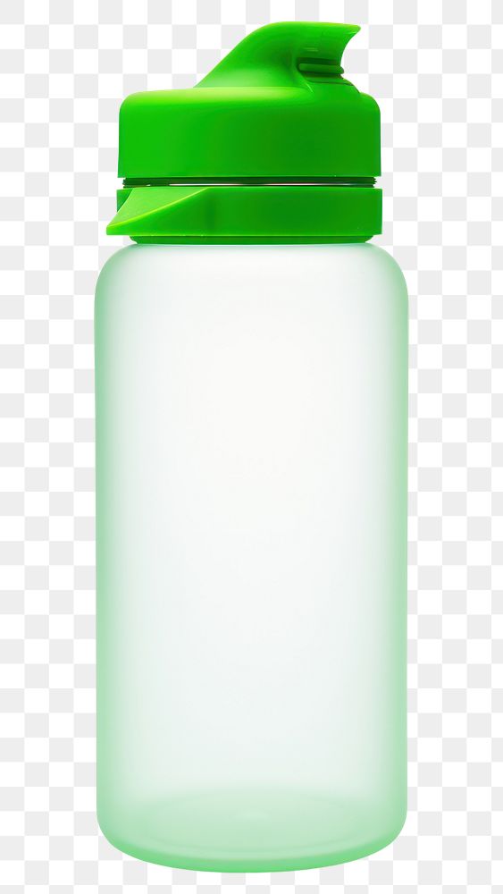 PNG  Matte plastic plastic water bottle with green silicone rubber lid jar white background refreshment. AI generated Image…