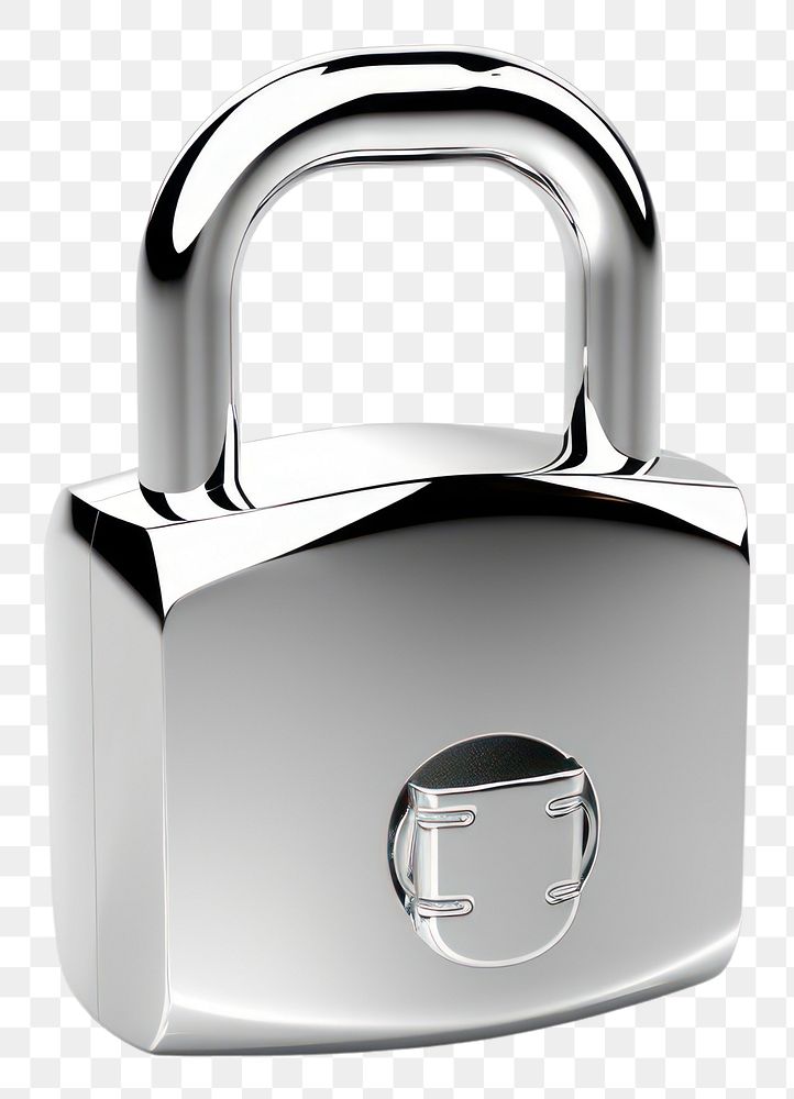PNG Lock Chrome material white background protection security.