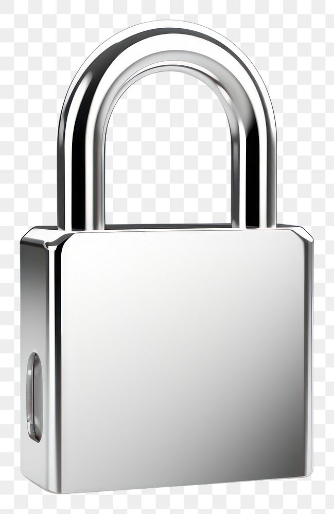 PNG Mini lock Chrome material white background architecture protection.
