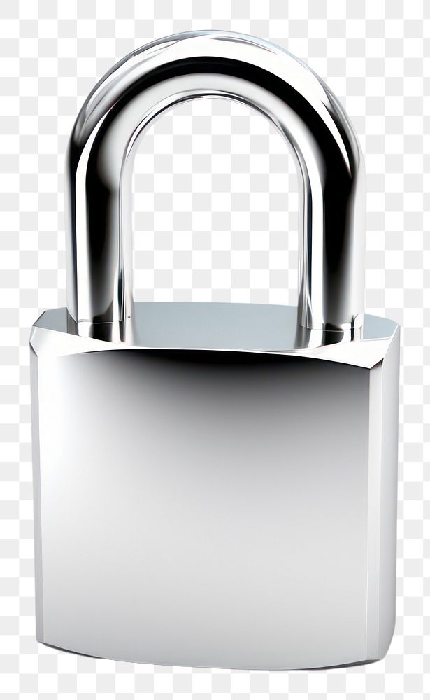 PNG Mini lock Chrome material white background protection security.