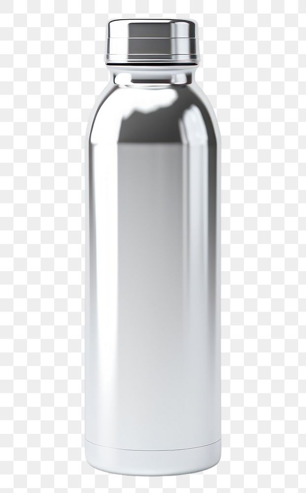 PNG Water bottle Chrome material white background refreshment drinkware.