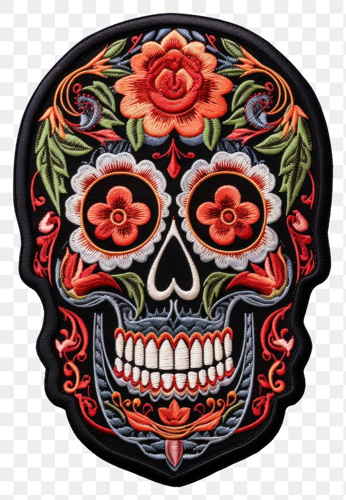 PNG Skull embroidery pattern craft. AI generated Image by rawpixel.