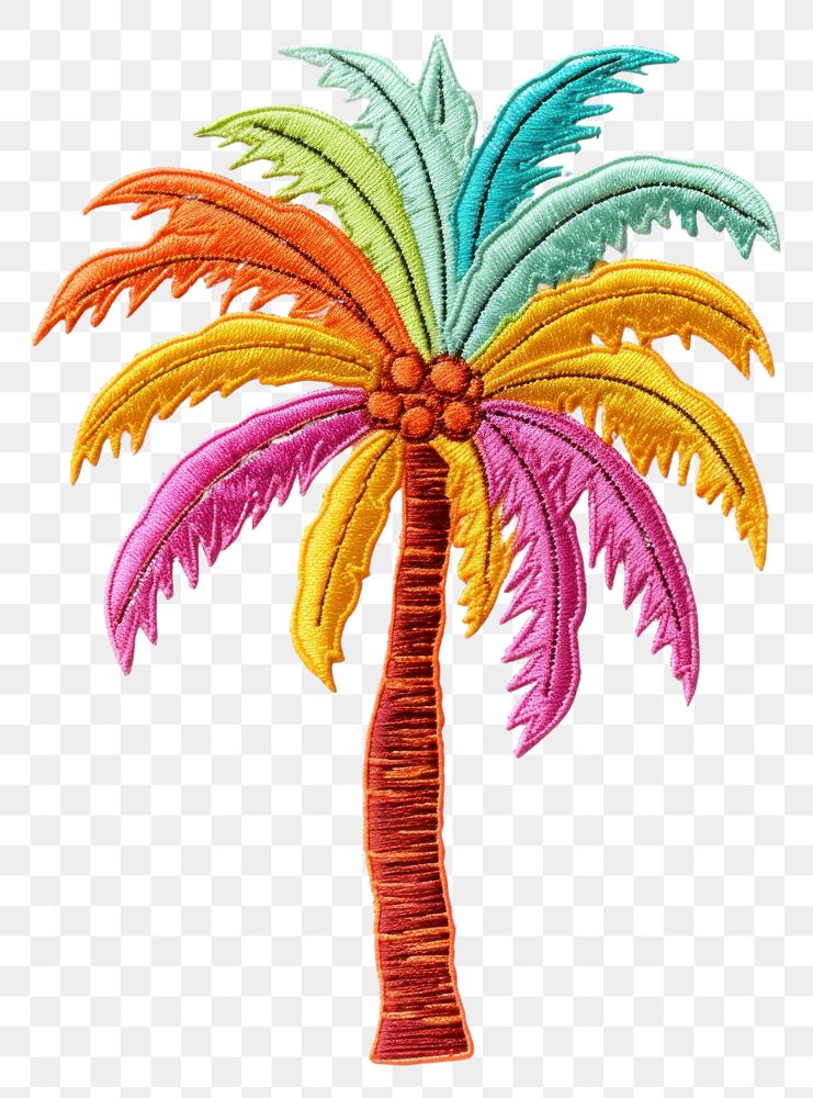 PNG Palm tree embroidery pattern plant. AI generated Image by rawpixel.