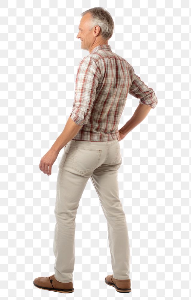 PNG A man getting lower back pain standing walking shirt.