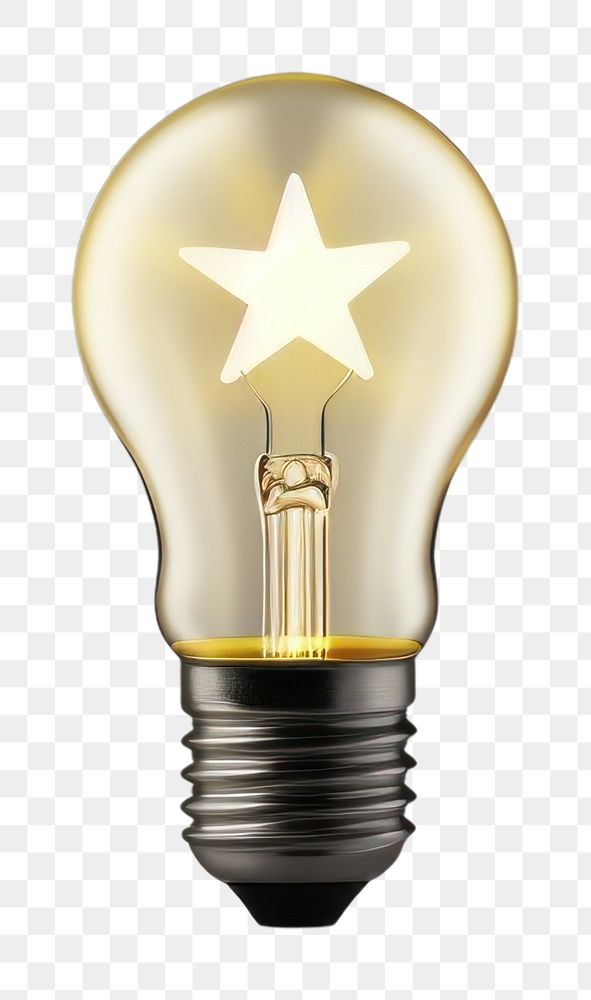 PNG  Light bulb whit star lightbulb innovation electricity.
