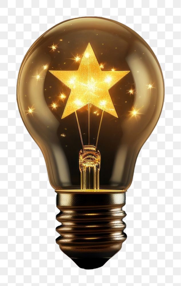 PNG  Light bulb whit star lightbulb innovation bright.
