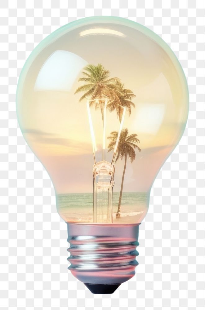 PNG  Light bulb with beach lightbulb innovation electricity.