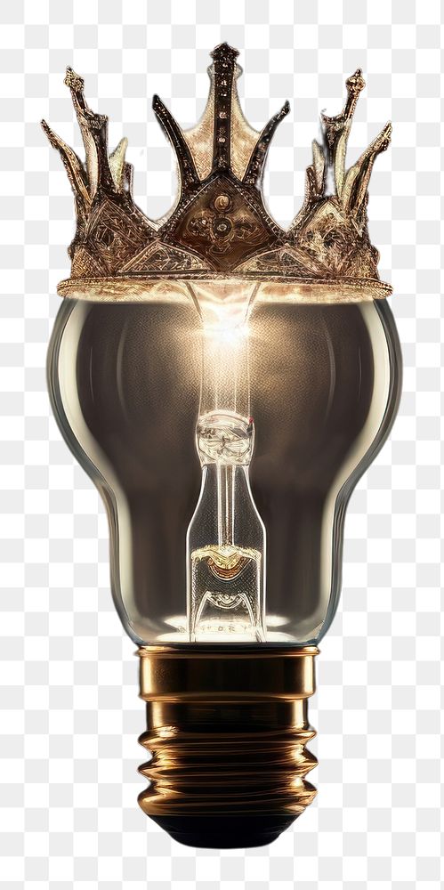 PNG  Light bulb with crown lightbulb innovation electricity.