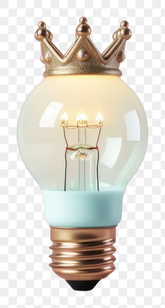 PNG  Light bulb with crown lightbulb innovation illuminated.