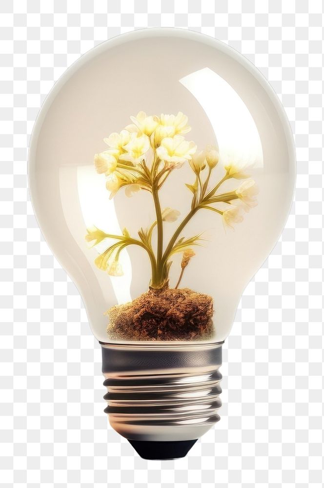 PNG  Light bulb with flower lightbulb innovation electricity.