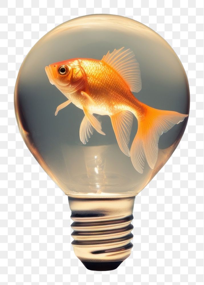 PNG  Light bulb with gold fish lightbulb innovation illuminated.