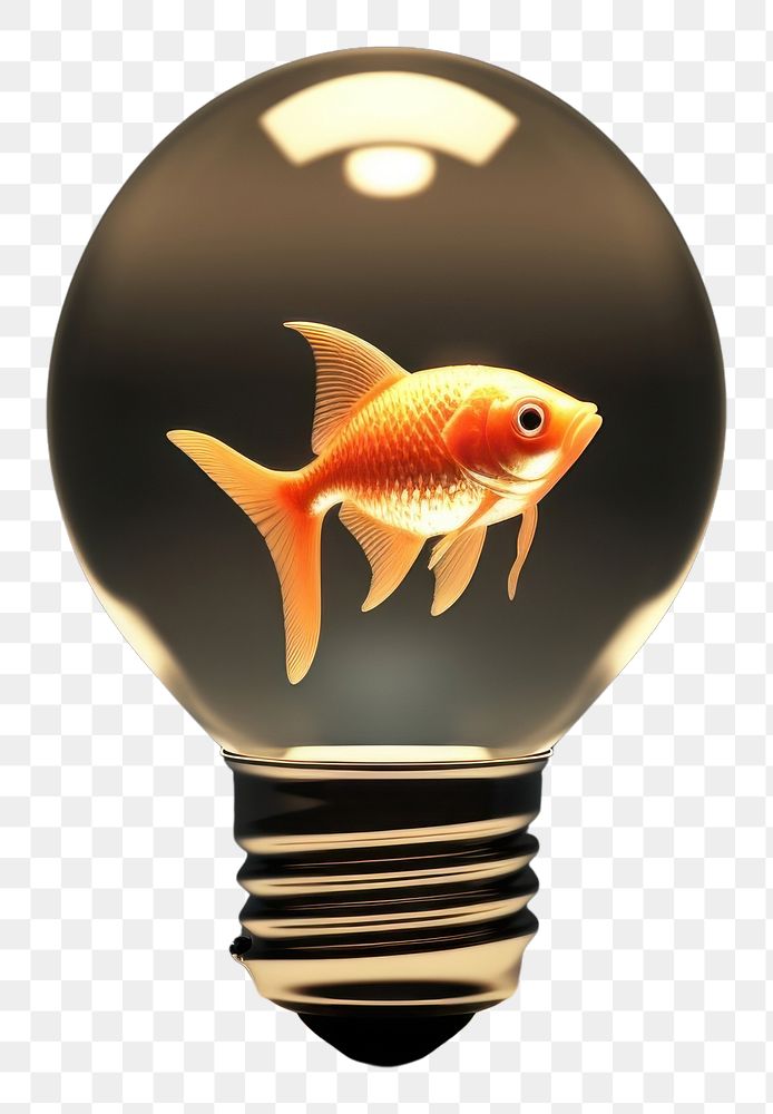 PNG  Light bulb with gold fish light innovation animal.