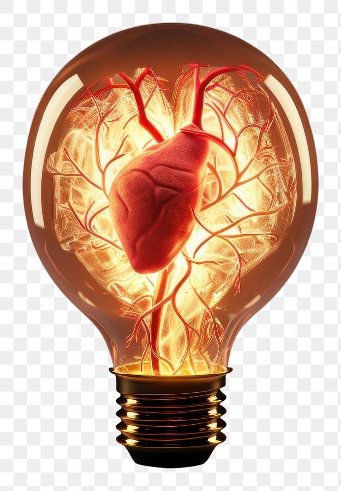 PNG  Light bulb with heart lightbulb innovation illuminated.