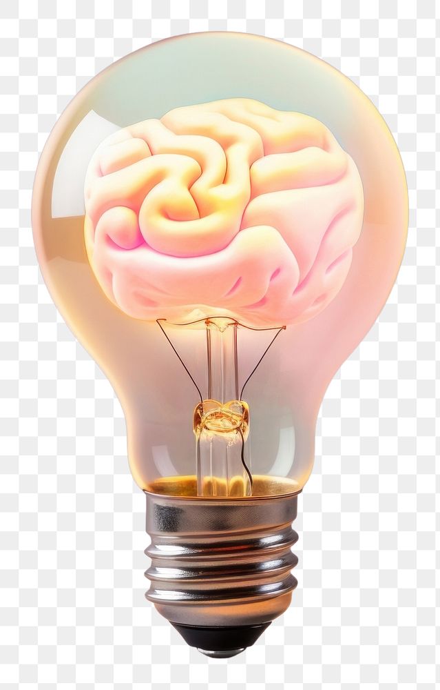 PNG  Light bulb with rainbow brain inside lightbulb innovation electricity.