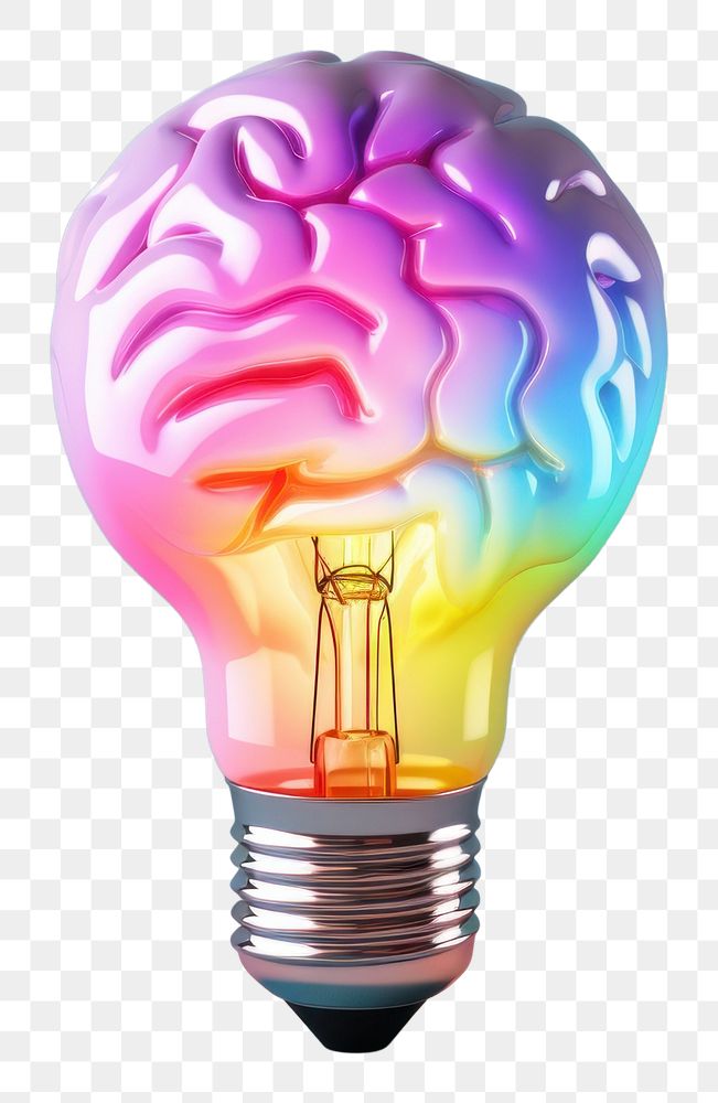 PNG  Light bulb with rainbow brain lightbulb innovation creativity.