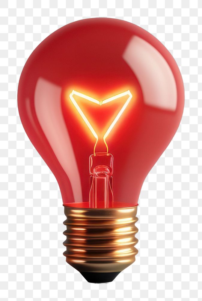 PNG  Light bulb with red heart lightbulb innovation illuminated.