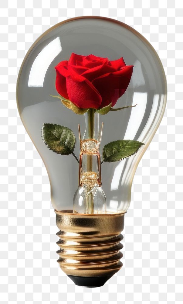 PNG  Light bulb with red rose lightbulb innovation flower.