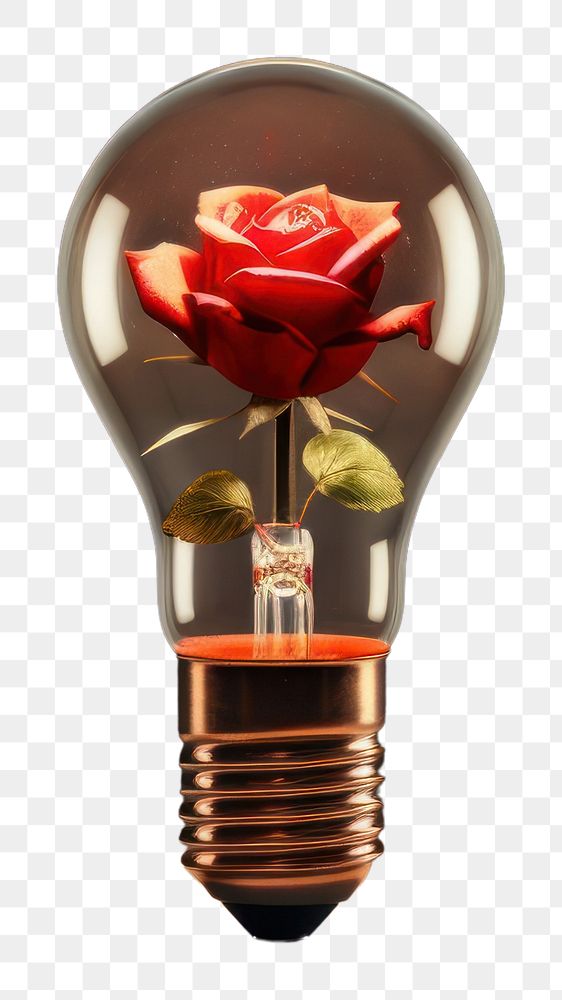 PNG  Light bulb with red rose lightbulb innovation illuminated.