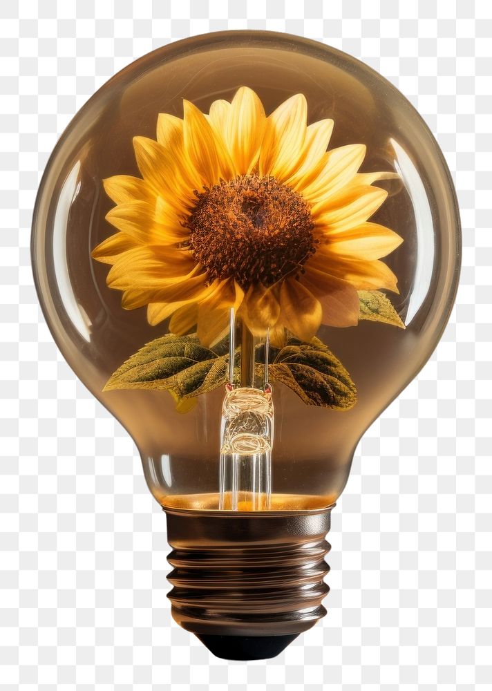 PNG  Light bulb with sunflower lightbulb innovation inflorescence.