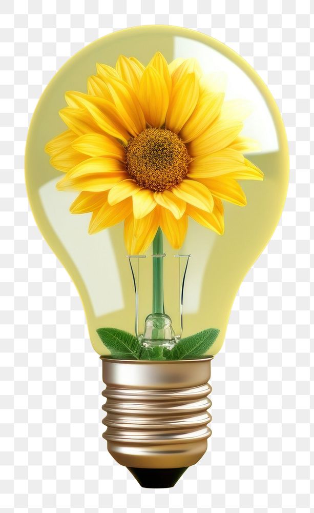 PNG  Light bulb with sunflower lightbulb innovation plant.