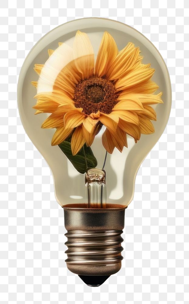 PNG  Light bulb with sunflower lightbulb innovation electricity.