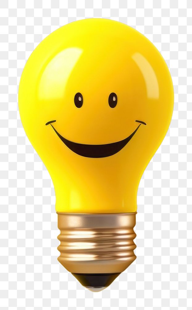 PNG  Light bulb with smile emoji lightbulb innovation anthropomorphic.